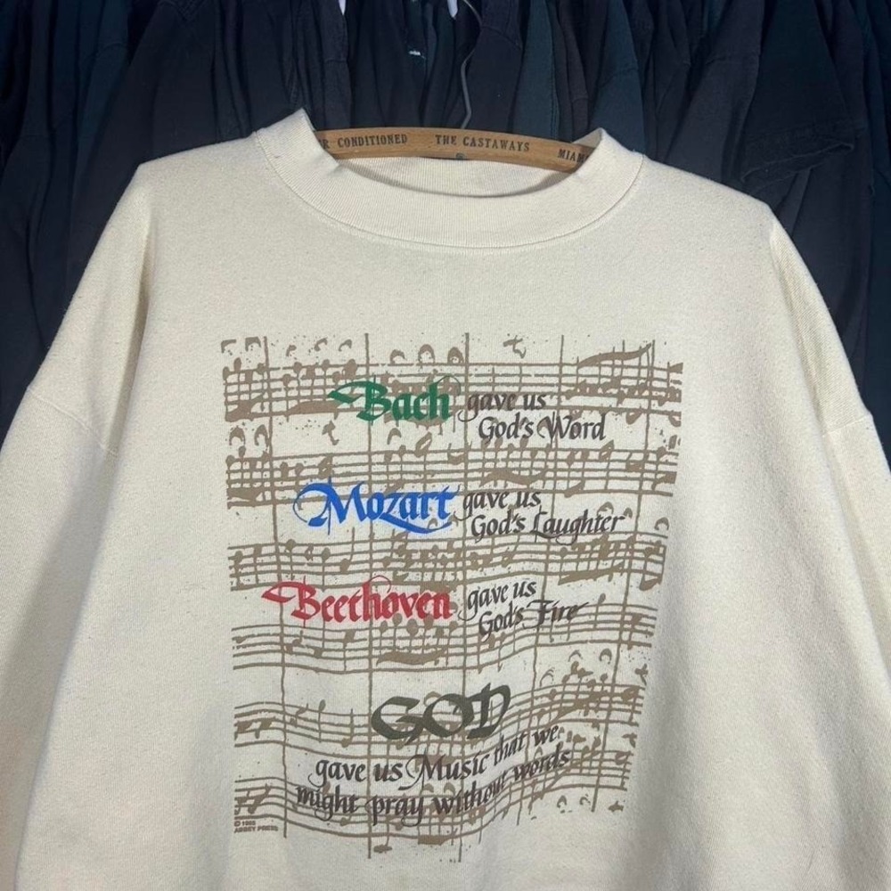 Cream vintage 90s Beethoven Jesus Christ crewneck sweatshirt #music Size XL